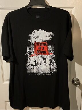 System Of A Down Black Graphic Band Tee with Red Accent